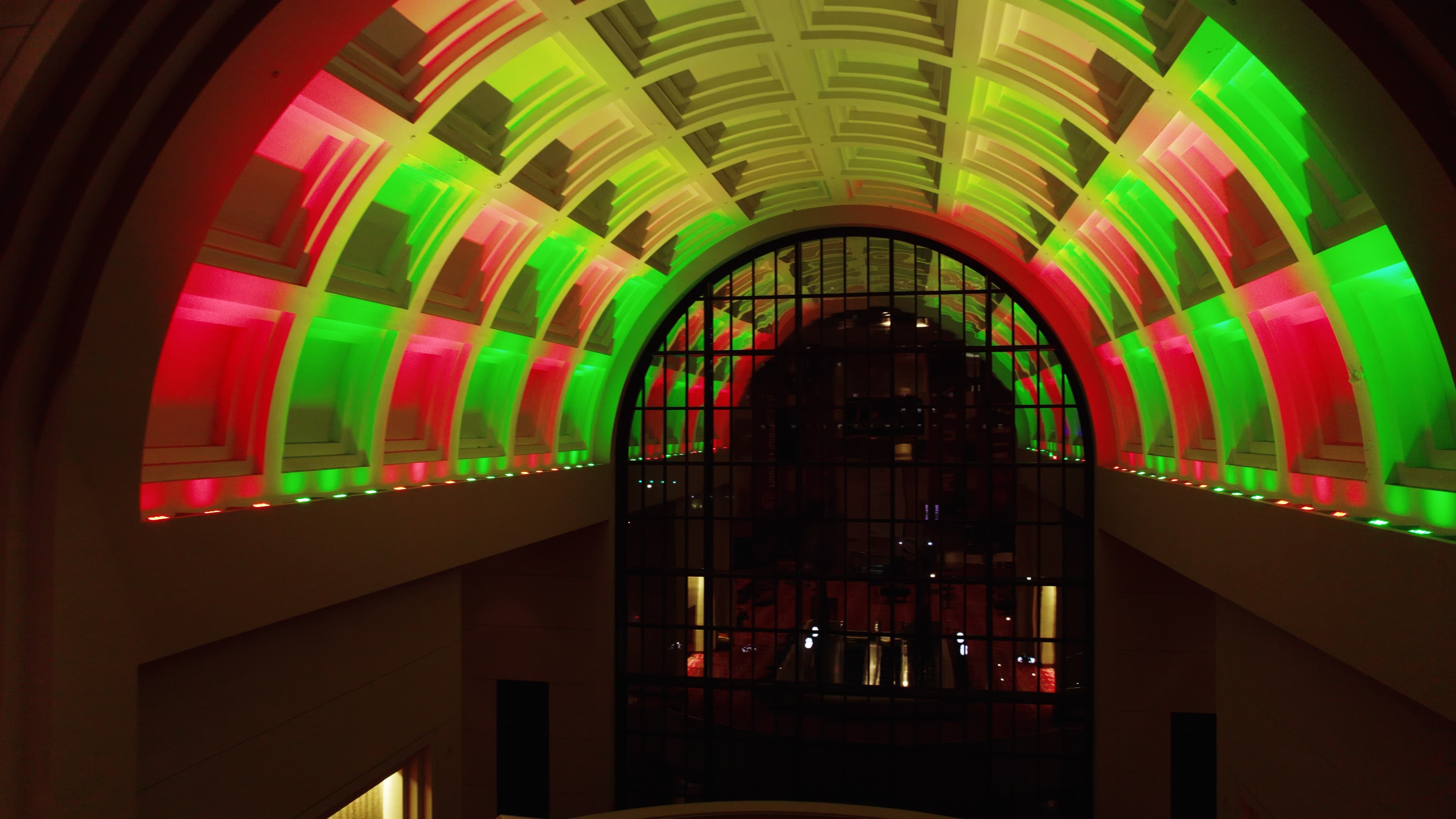 Wortham Theatre Green-Red Color Changing LED Lighting